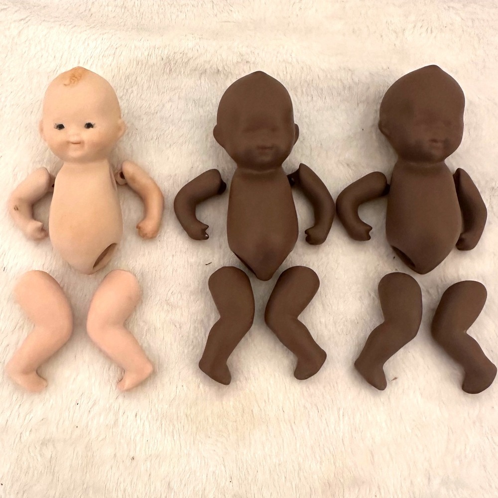 Vintage Bisque Porcelain Baby Doll Parts‎ Lot 3 Sets Brown Peach 
Good Jointed